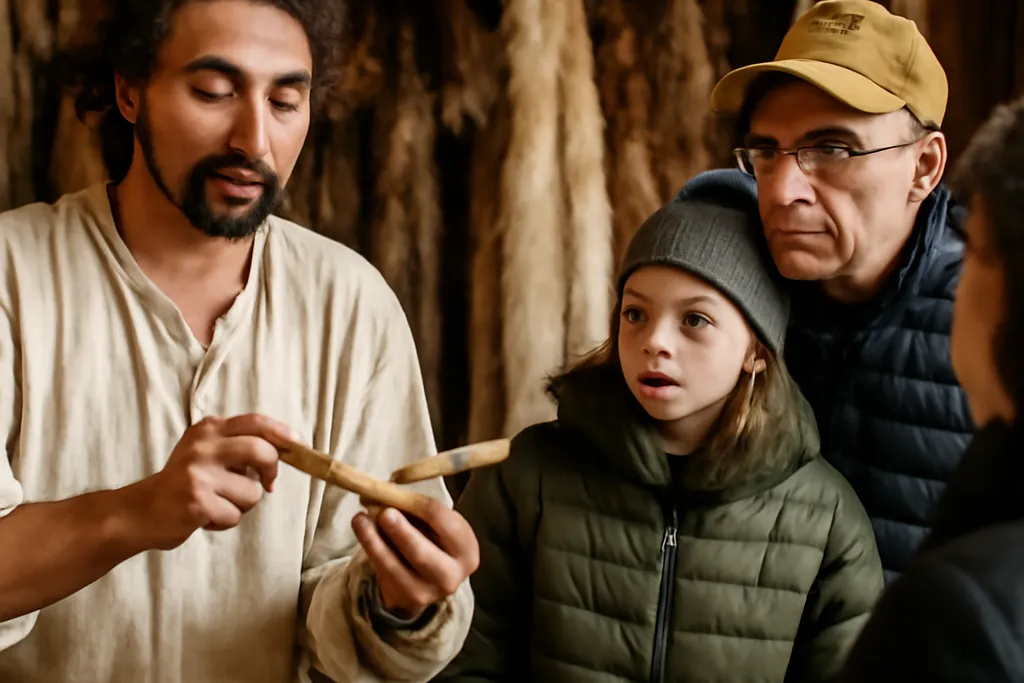 Démonstration de traitement des peaux lors d'un atelier du musée de la Fourrure de Crocq